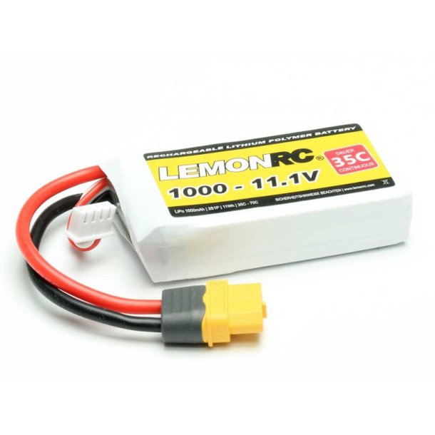 Ambitiøs Triumferende kradse LiPo batteri 1000 mAh 11,1V (35C) m. XT60 stik - Lipo 3S 11,1 Volt - Holte  Modelhobby