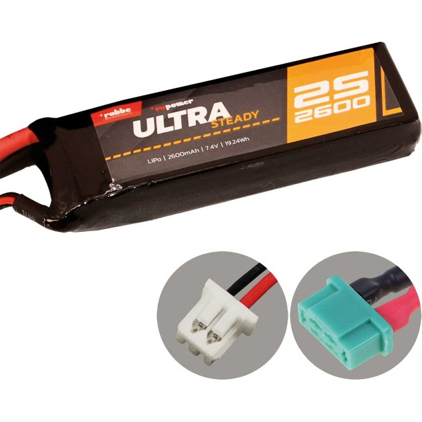 LiPo 2600 mAh 7,4V RX batteri m. MPX stik
