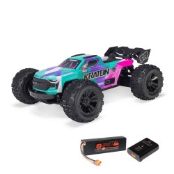Arrma 1/16 MINI KRATON 3S DSC 4X4 RTR Brushless Speed Truck (batteri &amp; Charger Inkluderet),  Teal/Pink