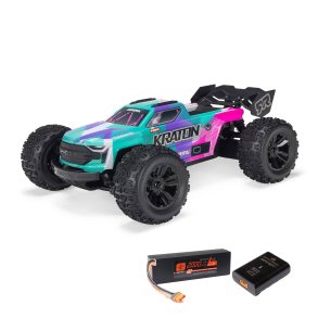 Arrma 1/16 MINI KRATON 3S DSC 4X4 RTR Brushless Speed Truck (batteri & Charger Inkluderet),  Teal/Pink