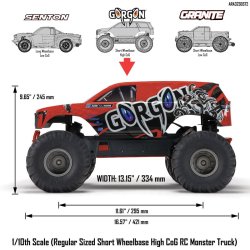 Arrma GORGON 2WD MT 1/10 RTR Smart 3300 7C S120 USB Red