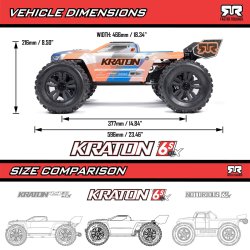 Arrma 1/8 KRATON 6S V6 4X4 RTR Brushless Speed Truck, Bl/Orange