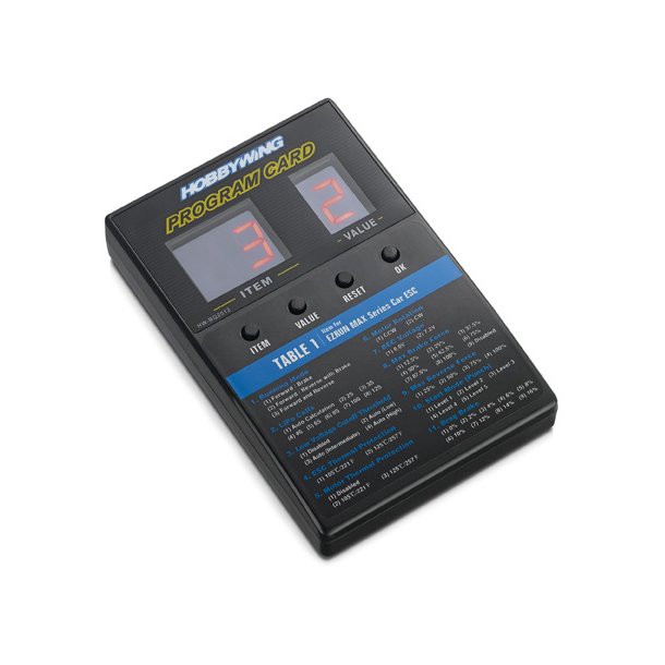 Programkort til HobbyWing fartregulator 