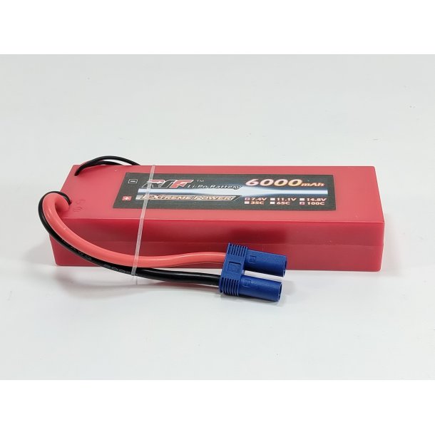LiPo batteri 6000 mAh 7,4V 100C m. EC5 stik