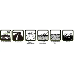 D�k m. f�lg ST-ROCK til 1/10 Stadium Truck til Hex HEX Narrow, 12 Wide, 14, 17mm