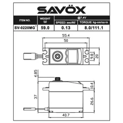 Sav�x SV-0220MG Plus Servo 8Kg 0,13s HV Metal Gear
