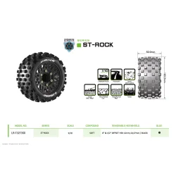 D�k m. f�lg ST-ROCK til 1/10 Stadium Truck til Hex HEX Narrow, 12 Wide, 14, 17mm