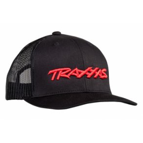Trucker Hat Curved Bill Black (Red Logo)