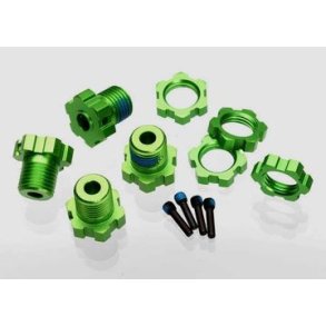 Wheel Hub & Nuts 17mm Aluminium Green (4)