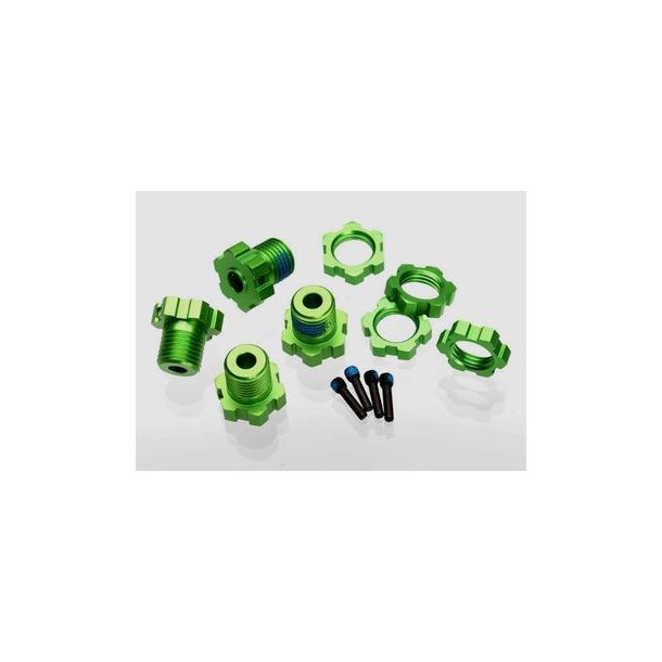 Wheel Hub &amp; Nuts 17mm Aluminium Green (4)