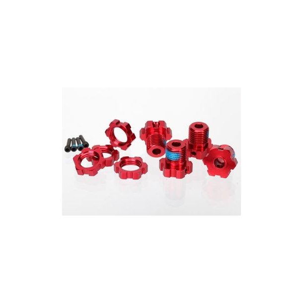 Wheel Hub &amp; Nuts 17mm Aluminium Red (4)