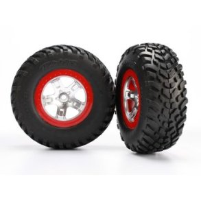 Tires & Wheels SCT S1/SCT Satin Chrome-Red 4WD/2WD Rear (2)