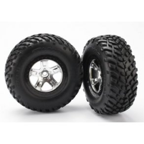 Tires & Wheels SCT/SCT Satin Chrome-Black 4WD/2WD Rear (2)