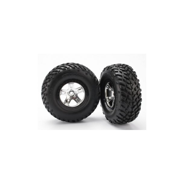 Tires &amp; Wheels SCT/SCT Satin Chrome-Black 4WD/2WD Rear (2)