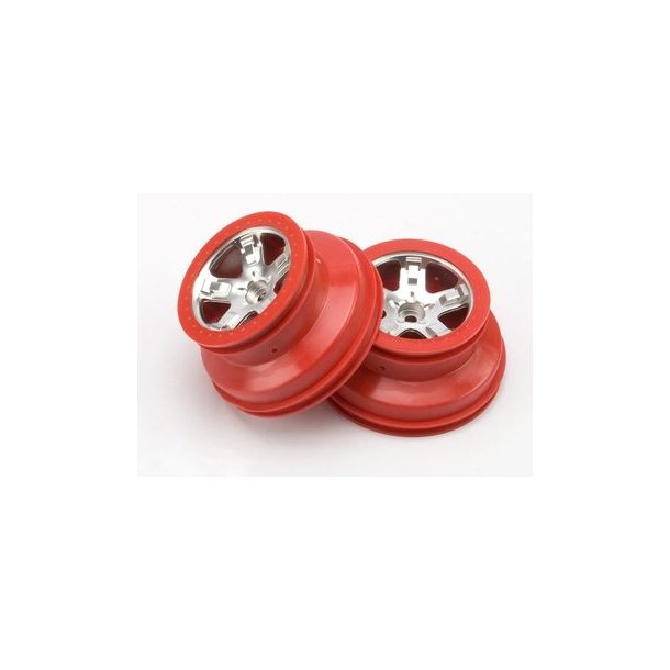 Wheels Satin Chrome-Red 2.2/3.0" 2WD Front (2)