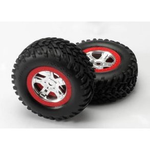 Tires & Wheels SCT/SCT Satin Chrome-Red (14mm) (2)
