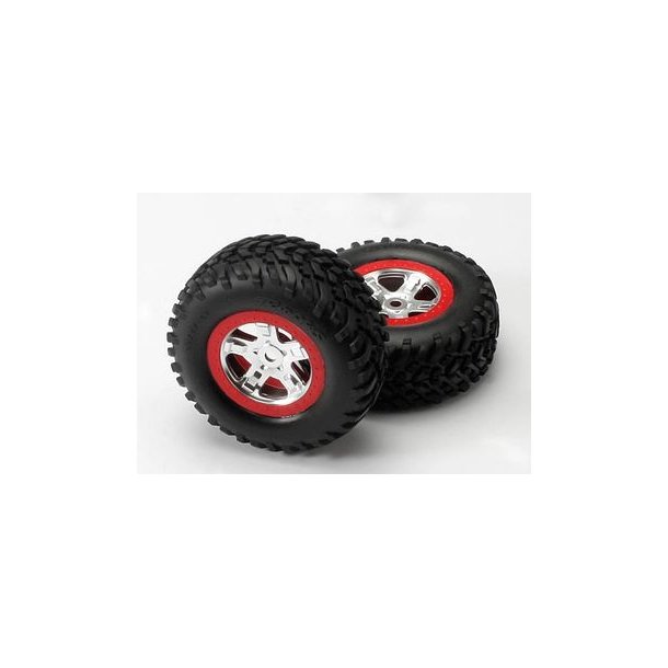 Tires &amp; Wheels SCT/SCT Satin Chrome-Red (14mm) (2)