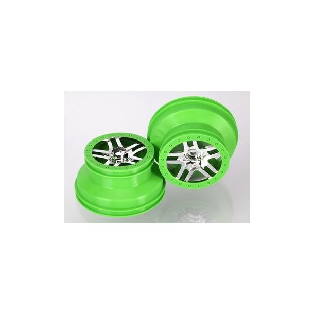 Wheels SCT S-Spoke Chrome-Green 2.2/3.0" 4WD/2WD Rear (2)