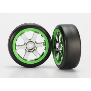 Tires & Wheels Gymkhana/Volk Racing TE37 Chrome-Green 1/16