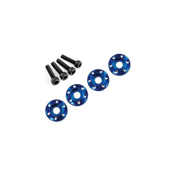 Wheel Nut Washer Alu Blue w/ Screws (4)  LaTrax Teton