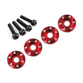 Wheel Nut Washer Alu Red w/ Screws (4)  LaTrax Teton