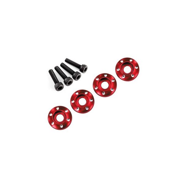 Wheel Nut Washer Alu Red w/ Screws (4)  LaTrax Teton