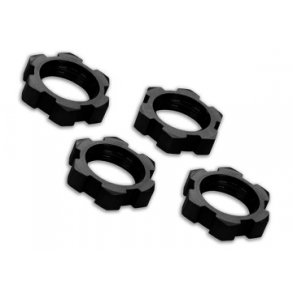 Wheel Nuts Splined 17mm Alu Black (4)  E-Revo, X-Maxx, Sledge