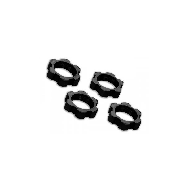 Wheel Nuts Splined 17mm Alu Black (4)  E-Revo, X-Maxx, Sledge