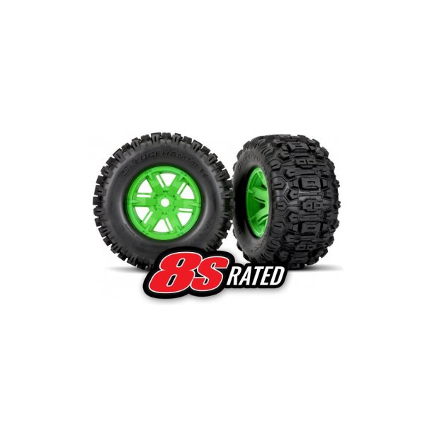 Tires &amp; Wheels Sledgehammer/X-Maxx Green (2)