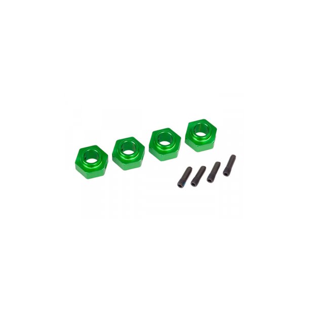 Wheel Hubs 12mm Hex Alu Green (4)  TRX-4/6