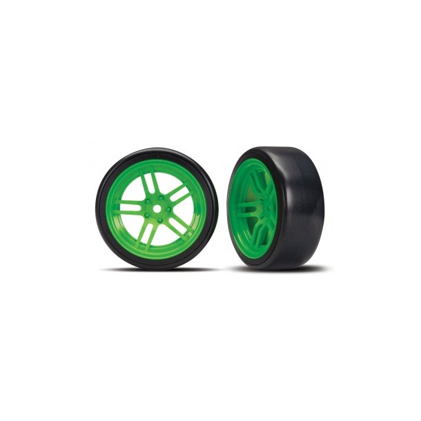 Tires &amp; Wheels Drift 1.9" on Green Split-spoke Front (2)