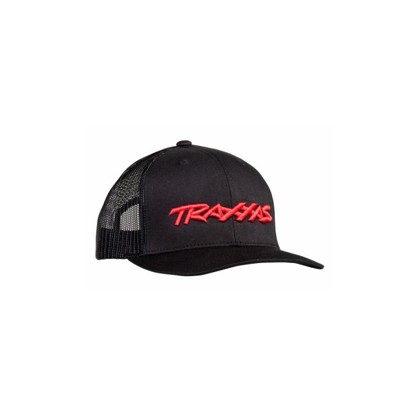 Trucker Hat Curved Bill Black (Red Logo)