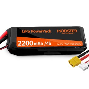 LiPo batteri 4S 14,8V 2200 mAh 30C m. XT60 stik 