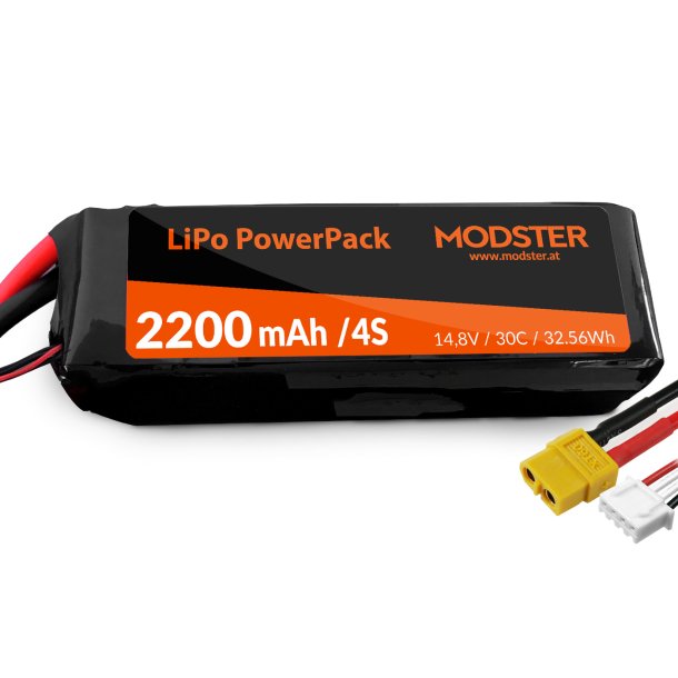 LiPo batteri 4S14,8V 2200 mAh 30C m. XT60 stik 