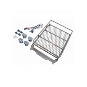 Roof Luggage Rack with LED Light Bar for 1/10 RC Cars