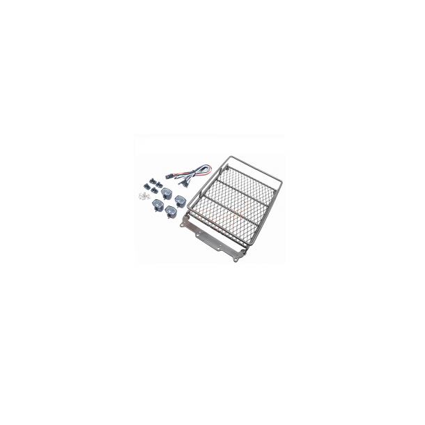 Roof Luggage Rack with LED Light Bar for 1/10 RC Cars