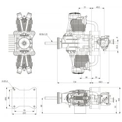FG-61TS 61cc 4-strokeTwin Gasoline Engine