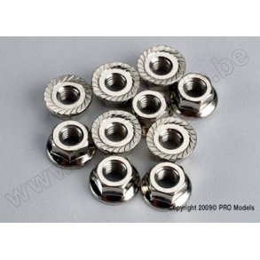 Nuts, 4mm flanged (10) Traxxas