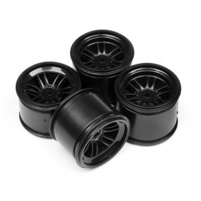 FT01 WHEEL SET (BLACK/FRONT 2pcs/REAR 2pcs) FORMULA TEN/ 2 F HPI