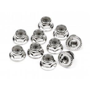 SERRATED FLANGE LOCK NUT M4 (SILVER/10pc HPI