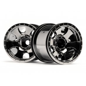WARLOCK WHEEL BLACK CHROME (2.2in/2pcs) SAVAGE XS/FIRESTORM/ HPI