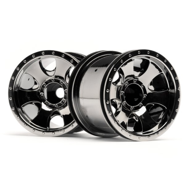 WARLOCK WHEEL BLACK CHROME (2.2in/2pcs) SAVAGE XS/FIRESTORM/ HPI