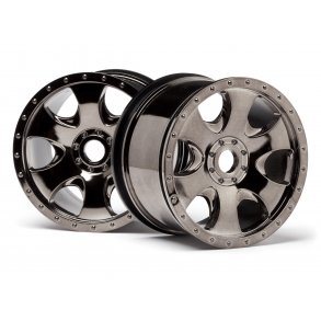 WARLOCK WHEEL BLACK CHROME (83x56mm/2pcs) SAVAGE X/17mm Hex HPI