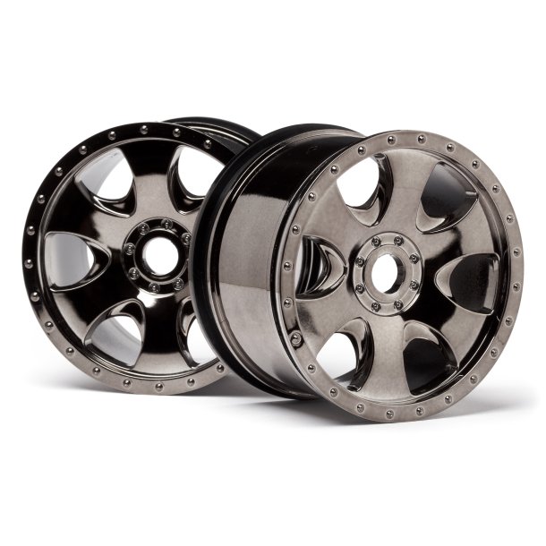 WARLOCK WHEEL BLACK CHROME (83x56mm/2pcs) SAVAGE X/17mm Hex HPI