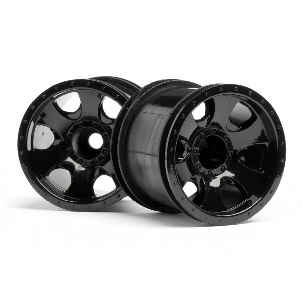 WARLOCK WHEEL BLACK (2.2in/2pcs) FIRESTORM/E-FIRESTORM/MT2 HPI