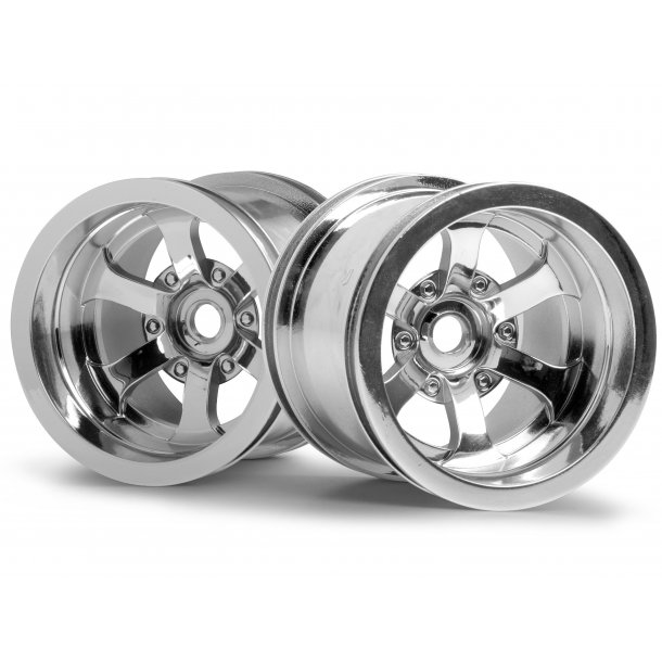 SCORCH 6-SPOKE WHEEL SHINY CHROME (55x50mm/2pcs) HPI 1/10 Tr HPI