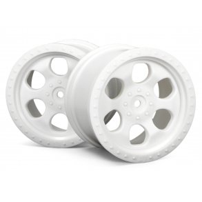 6 SPOKE WHEEL WHITE (83X56MM/2PCS) SAVAGE/FOR 14MM HEX WHEEL HPI