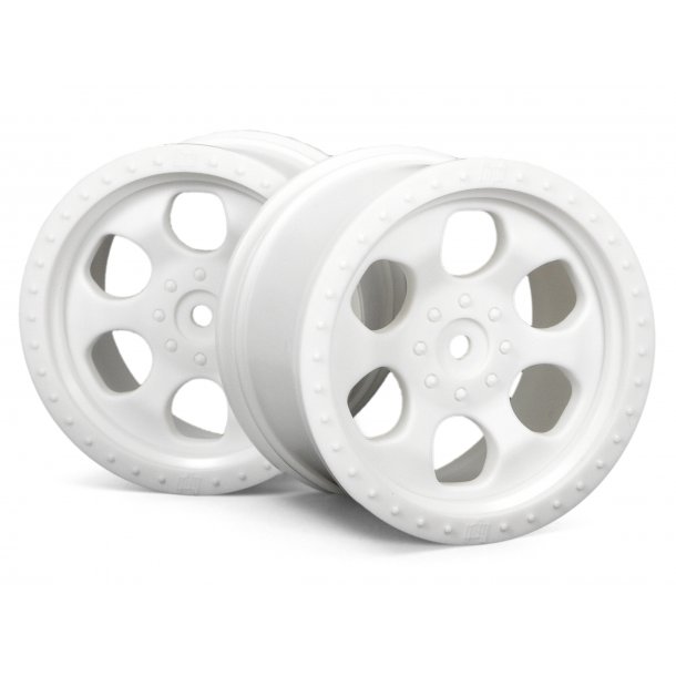 6 SPOKE WHEEL WHITE (83X56MM/2PCS) SAVAGE/FOR 14MM HEX WHEEL HPI