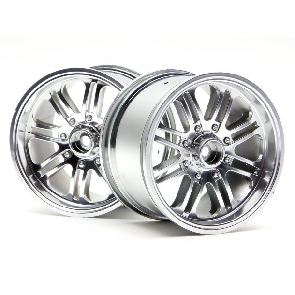 8 SPOKE WHEEL SATIN CHROME (83X56MM/2PCS) SAVAGE/FOR 14MM HE HPI