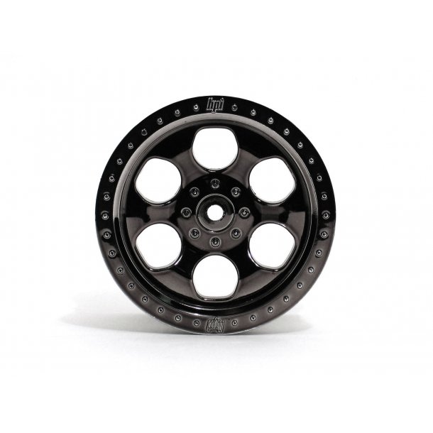 6 SPOKE WHEEL BLACK CHROME (83X56MM/2PCS) SAVAGE/FOR 14MM HE HPI